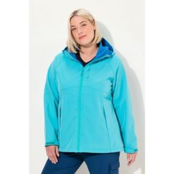 Damskie Kurtka softshell kaptur kieszenie na zamek regulowane zapięcie na rzep. Niebieskie kurtki damskie Ulla Popken, plus size, bez wzorów, z materiału, bez kaptura. Za 480.99 zł.