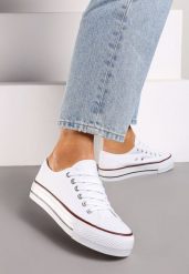 Białe Trampki na Grubej Podeszwie przed Kostkę Rosga. Białe obuwie sportowe damskie Born2be, bez wzorów, z jeansu, przed kostkę, bez zapięcia. Za 44.99 zł.