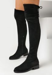 Czarne Kozaki z Imitacji Zamszu z Cholewką za Kolano Palvica. Czarne kozaki damskie Born2be, za kolano, bez obcasa, na płaskiej podeszwie. Za 159.99 zł.