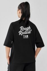 Damski t-shirt oversize Rough Radical Vibe. Niebieskie t-shirty damskie ROUGH RADICAL, s, bez wzorów, z bawełny, biznesowe, bez kołnierzyka. Za 109.99 zł.