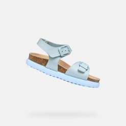 Sandały GEOX J SANDAL BUBBLEBOW G Niebieski. Niebieskie sandały damskie Geox, bez wzorów, z syntetyku, bez obcasa, bez zapięcia. Za 195.99 zł.