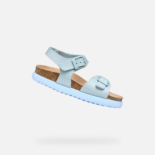 Sandały GEOX J SANDAL BUBBLEBOW G Niebieski. Niebieskie sandały damskie Geox, bez wzorów, z syntetyku, bez obcasa, bez zapięcia. Za 195.99 zł.