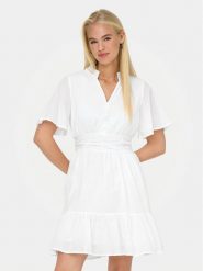ONLY Sukienka codzienna Rarkel 15363615 Biały Regular Fit. Białe sukienki damskie Only, na co dzień, l, bez wzorów, z bawełny, bez kołnierzyka, bez ramiączek, proste. Za 169.99 zł.