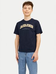 Jack & Jones Junior T-Shirt Caleb 12258924 Granatowy Relaxed Fit. Niebieskie t-shirty dla chłopców Jack & Jones Junior, bez wzorów, z bawełny, bez ramiączek. Za 59.99 zł.