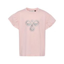 Koszulka z falbankami dla dziewczyny Hummel BIG BEE. Czerwone bluzki dla dziewczynek Hummel, bez wzorów, bez kołnierzyka, bez ramiączek. Za 179.50 zł.