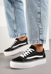 Czarno-Białe Klasyczne Tenisówki na Grubej Podeszwie Mepone. Czarne trampki i tenisówki damskie Born2be, bez wzorów, z jeansu, klasyczne, bez zapięcia. Za 74.99 zł.
