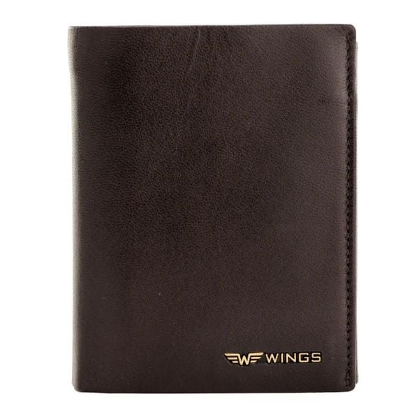 WINGS Męski portfel ze skóry bydlęcej Brown. Brązowe portfele męskie Wings, bez wzorów, z materiału. Za 109.90 zł.