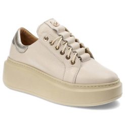 Beżowe Sneakersy Armodo Modne Skórzane Buty Damskie. Brązowe półbuty damskie Armodo, bez wzorów, ze skóry, bez obcasa, bez zapięcia. Za 299.00 zł.