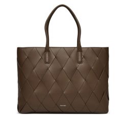 Torebka Calvin Klein. Brązowe torebki shopper damskie Calvin Klein, bez wzorów, bez dodatków. Za 429.99 zł.