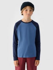 4F Longsleeve regular gładki chłopięcy - granatowy 152 (11-12 lat). Niebieskie t-shirty dla chłopców 4f, bez wzorów, z bawełny, bez ramiączek. W wyprzedaży za 29.99 zł.