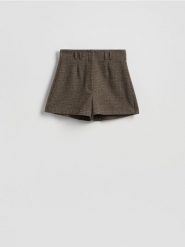 Szorty w pepitkę z wełną - wielobarwny. Szorty damskie Reserved, l, bez wzorów, z tkaniny. Za 149.99 zł.