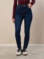 Spodnie jeansowe skinny - niebieski. Niebieskie spodnie sportowe damskie Sinsay, l, bez wzorów, z jeansu. W wyprzedaży za 19.99 zł.