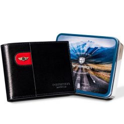 Duży portfel męski ze skóry naturalnej z systemem RFID - Peterson. Czerwone portfele męskie Peterson, bez wzorów, ze skóry. Za 169.99 zł.