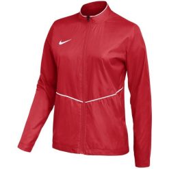 Kurtka damska Nike Park 26 Rain. Czerwone bluzy sportowe damskie Nike, bez wzorów, z materiału, bez kaptura, na fitness i siłownię. Za 141.99 zł.