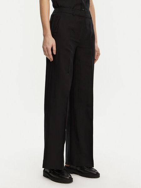 Calvin Klein Spodnie palazzo K20K208381 Czarny Wide Leg. Czarne spodnie materiałowe damskie Calvin Klein, bez wzorów, ze lnu. Za 379.99 zł.