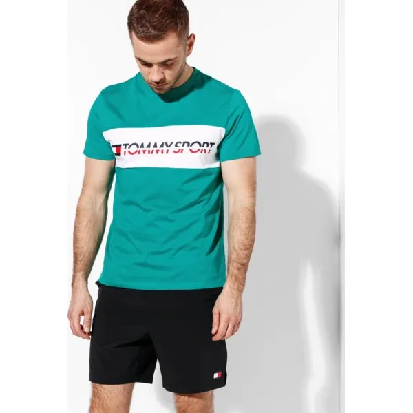 Tommy Sport Koszulka Logo Driver , zielony, rozmiar M. Zielone koszulki sportowe męskie Tommy Hilfiger, m, bez wzorów, z bawełny, bez kołnierzyka, bez ramiączek, na fitness i siłownię, climacool (adidas). W wyprzedaży za 159.99 zł.