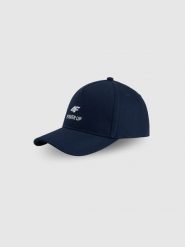 4F Czapka z daszkiem strapback uniseks - granatowa S/M. Niebieskie czapki i kapelusze damskie 4f, bez wzorów, z materiału. Za 79.99 zł.