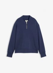 Bluza scuba z miękkiej mieszanki wiskozy. Niebieskie bluzy damskie bonprix, bez wzorów, z wiskozy, bez kaptura. Za 69.99 zł.