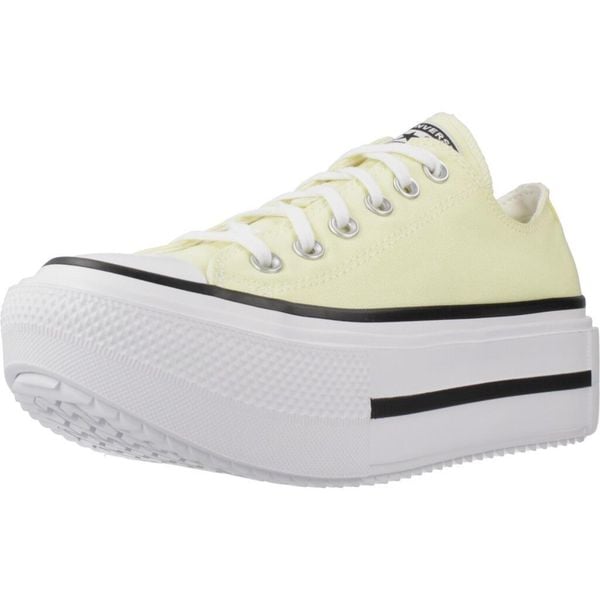 Kapcie CONVERSE CHUCK TAYLOR ALL STAR LIFT DOUBLE STACK OX Żółty. Żółte kapcie damskie Converse, bez wzorów, z materiału. Za 490.00 zł.
