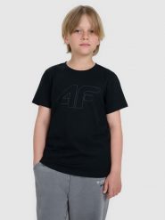 4F T-shirt regular z nadrukiem chłopięcy - czarny 164 (13-14 lat). Czarne t-shirty dla chłopców 4f, bez wzorów, z bawełny, bez ramiączek. Za 39.99 zł.