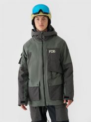 4F Kurtka snowboardowa membrana 10000 męska - oliwkowa/khaki XXL. Brązowe kurtki snowboardowe męskie 4f, m, bez wzorów, z dzianiny, z kapturem, narciarskie. Za 899.99 zł.