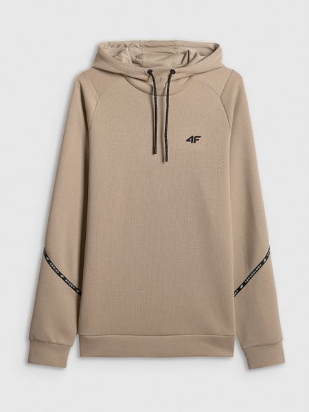 4F Bluza dresowa regular z kapturem męska - beżowa M. Brązowe bluzy męskie 4f, m, bez wzorów, z dresówki, z kapturem. W wyprzedaży za 139.99 zł.