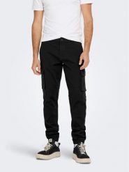 Only & Sons Spodnie materiałowe 22016687 Czarny Tapered Fit. Czarne spodnie materiałowe męskie Only & Sons, m, bez wzorów, z bawełny. Za 149.99 zł.