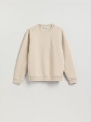 Bluza regular z bawełną - kremowy. Białe bluzy męskie Reserved, l, bez wzorów, z bawełny, bez kaptura. Za 99.99 zł.