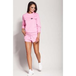 Różowe Krótkie Dresowe Szorty ze Srebrnymi Wypustkami. Czerwone bluzy damskie Molly.pl, na lato, z dresówki. Za 129.90 zł.