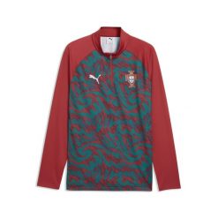 Męska koszulka na rozgrzewkę Portugalii z zamkiem 1/4 PUMA. Czerwone koszulki sportowe męskie Puma, m, bez wzorów, z materiału, bez kołnierzyka, bez ramiączek, do piłki nożnej. Za 339.00 zł.