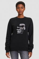 KARL LAGERFELD Czarna damska bluza z cyrkoniami Ikon Rs Duo, Rozmiar M. Czarne bluzy damskie KARL LAGERFELD, m, bez wzorów, bez kaptura. W wyprzedaży za 389.99 zł.