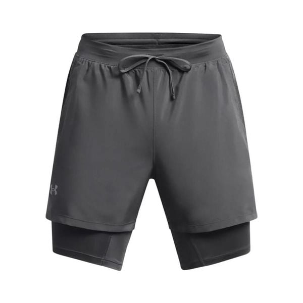Szorty 2 w 1 Under Armour Launch 5". Szare krótkie spodenki sportowe męskie Under Armour, s, bez wzorów, z dzianiny, do biegania. Za 249.85 zł.