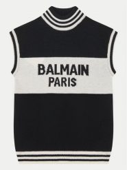 Balmain Sweter BV9A51-Z2361 Czarny Regular Fit. Czarne swetry dla dziewczynek Balmain, bez wzorów, z kaszmiru, bez kołnierzyka, bez ramiączek, bez kaptura. Za 1,649.00 zł.