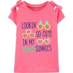 Koszulka w kolorze różowym ze wzorem. T-shirty i topy dla dziewczynek marki Carter´s. W wyprzedaży za 32.95 zł.