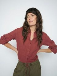 MOS MOSH Lniana bluzka - Martina Kobiety len (100%) czerwony, L. Czerwone bluzki damskie Mos Mosh, l, bez wzorów, ze lnu, bez kołnierzyka, bez ramiączek. Za 379.95 zł.