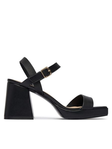 Aldo Sandały Montse 13621139 Czarny. Czarne sandały damskie Aldo, bez wzorów, bez obcasa, na słupku, bez zapięcia. Za 319.99 zł.