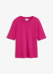 T-shirt z czystej bawełny organicznej. Czerwone t-shirty damskie bonprix, bez wzorów, z bawełny, bez kołnierzyka. Za 49.99 zł.