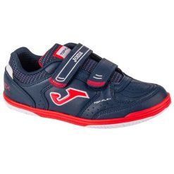 Buty halowe do piłki nożnej chłopięce, Top Flex Jr 24 TPJS IN. Czerwone buty sportowe chłopięce Joma, bez wzorów, bez zapięcia, do piłki nożnej. Za 129.99 zł.
