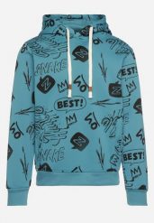Niebieska Bluza z Bawełną i Kapturem Ozdobiona Abstrakcyjnym Wzorem Arsolea. Niebieskie bluzy męskie Born2be, l, bez wzorów, z bawełny, z kapturem. Za 79.99 zł.