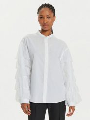 TWINSET Koszula 241TP2140 Biały Loose Fit. Białe bluzki damskie Twinset, bez wzorów, z bawełny, bez kołnierzyka, bez ramiączek. Za 1,169.00 zł.