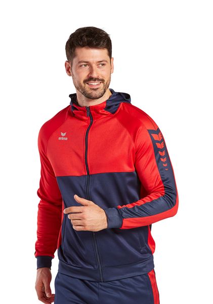 Kurtka treningowa z kapturem Erima Six Wings. Czerwone kurtki męskie Erima, s, bez wzorów, z bawełny, do piłki ręcznej. Za 250.50 zł.