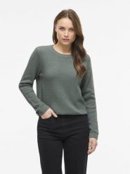 Vila Sweter - VIDalo Kobiety Bawełna zielony, S. Zielone swetry damskie Vila, s, bez wzorów, z bawełny, bez kołnierzyka, bez ramiączek, bez kaptura. Za 159.95 zł.