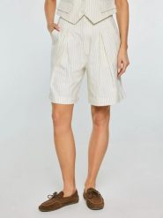 Szorty damskie lniane w prążek kremowe Kinnisa 102. Białe szorty damskie Big Star, na lato, l, bez wzorów, z bawełny, eleganckie. Za 179.99 zł.