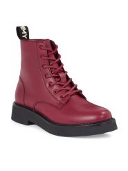 Tommy Jeans Trzewiki Tjw Lace Up Flat EN0EN02310 Bordowy. Czerwone botki damskie Tommy Jeans, z jeansu, bez obcasa, na płaskiej podeszwie, bez zapięcia. Za 749.99 zł.
