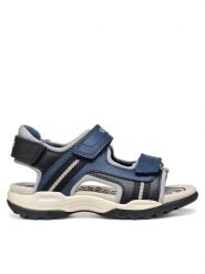 Geox Sandały Jr Borealis J450RA 015ME C4189 S Granatowy. Niebieskie sandały chłopięce Geox, ze skóry, bez zapięcia. Za 179.99 zł.