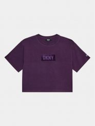DKNY T-Shirt D35T02 S Fioletowy Regular Fit. Fioletowe t-shirty i topy dla dziewczynek DKNY, bez wzorów, z bawełny, bez ramiączek. Za 129.99 zł.