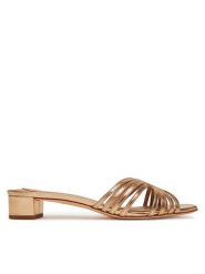 LAUREN RALPH LAUREN Klapki Fay 802966855001 Złoty. Żółte klapki damskie Lauren Ralph Lauren, bez wzorów, ze skóry, bez obcasa. Za 399.99 zł.