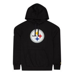 Bluza z kapturem Steelers NFL. Czarne bluzy męskie New Era, l, bez wzorów, z bawełny, z kapturem, do piłki nożnej. Za 186.00 zł.