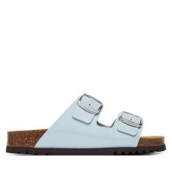 Klapki Scholl. Niebieskie klapki damskie Scholl, bez wzorów, bez obcasa. Za 294.99 zł.