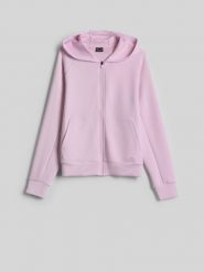 4F Bluza dresowa regular z kapturem damska - różowa XS. Czerwone bluzy damskie 4f, xs, bez wzorów, z dresówki, bez kołnierzyka, bez ramiączek, z kapturem. Za 169.99 zł.